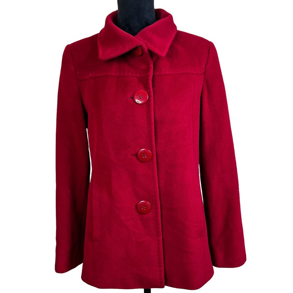 Ellen Tracy Wool Angora Blend Pea Coat
